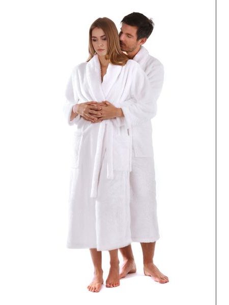 Unisex dlouhý hřejivý župan se šálovým límcem LILLY a JACK EXTRA bílá