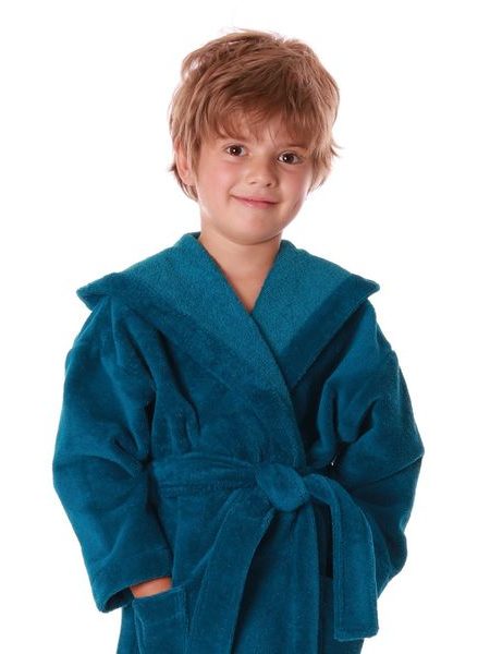 Dětský dlouhý savý župan s kapucí TAMPA petrolejová