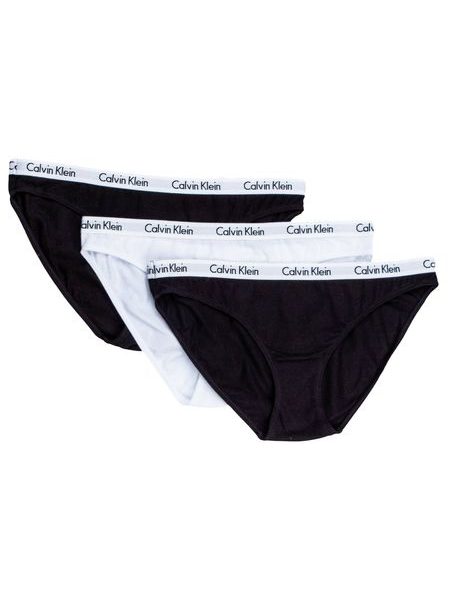 Dámské kalhotky CALVIN KLEIN QD3588E-WZB Carousel 3-pack bikini černá/bílá