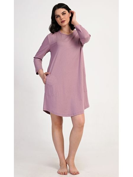 Dámské domácí šaty s tříčtvrtečním rukávem Emily - starorůžová
