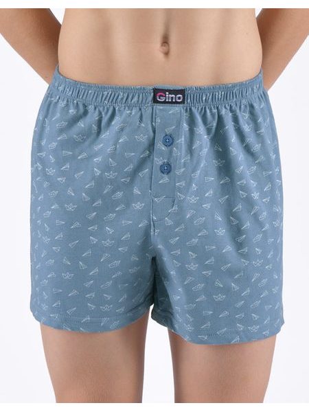 Dětské trenky volné chlapecké, šité, s potiskem - kouřová bílá