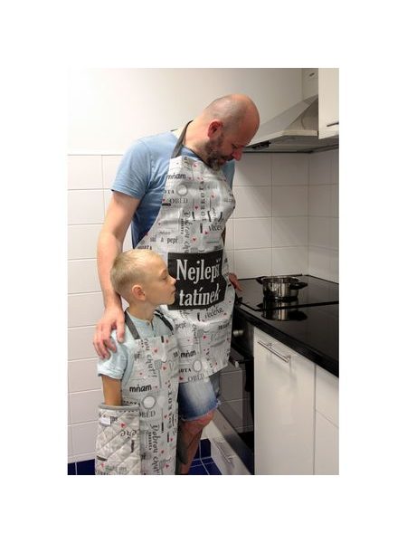 Nejlepší tatínek, zástěra, chňapka s magnetem, dvě utěrky