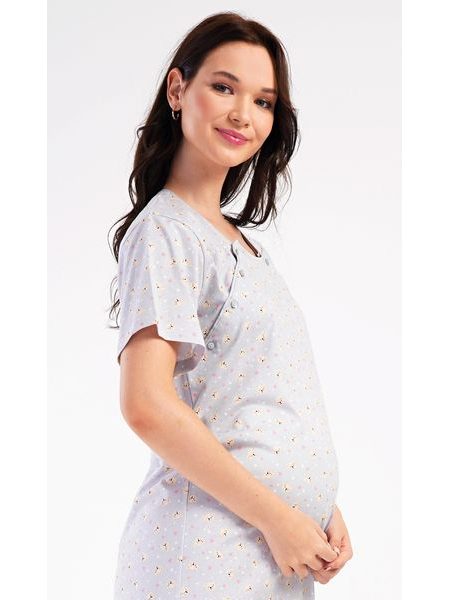 Dámská noční košile mateřská Méďové - šedá