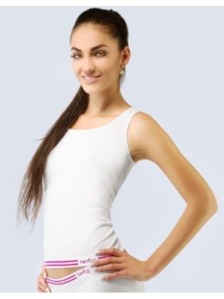 Dámské tílko, širší ramínka, bezešvé Bamboo 08020P - bílá višňová