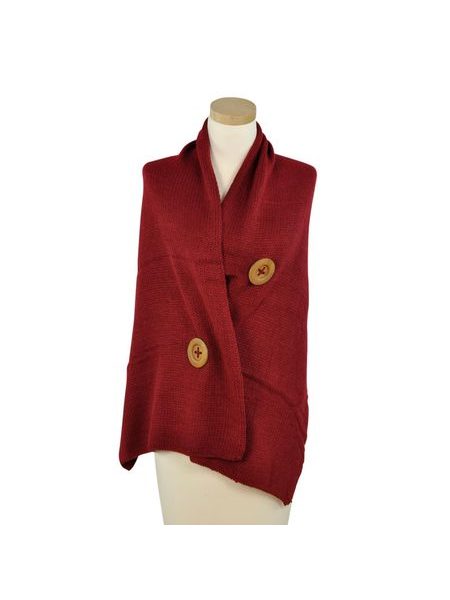 Šála z hrubé příze s velikými knoflíky červená