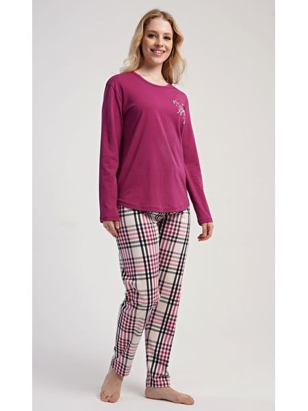 Dámské pyžamo dlouhé Andrea - malinová