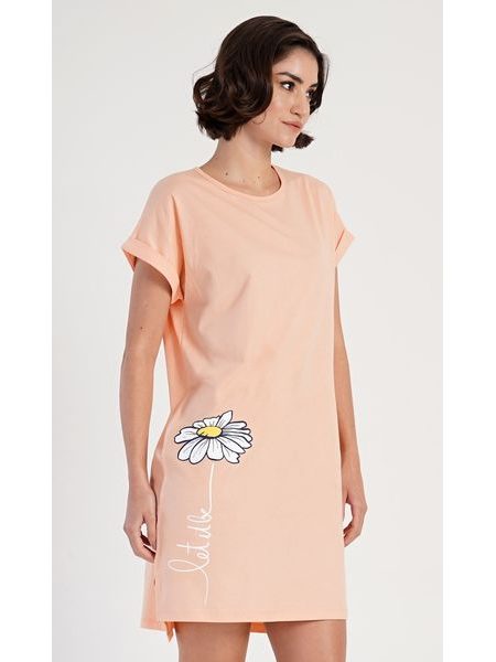 Dámská noční košile s krátkým rukávem Matylda - světle meruňková