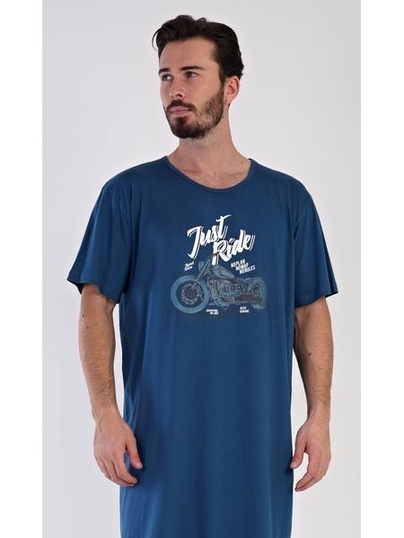 Pánská noční košile s krátkým rukávem Samuel - petrolejová