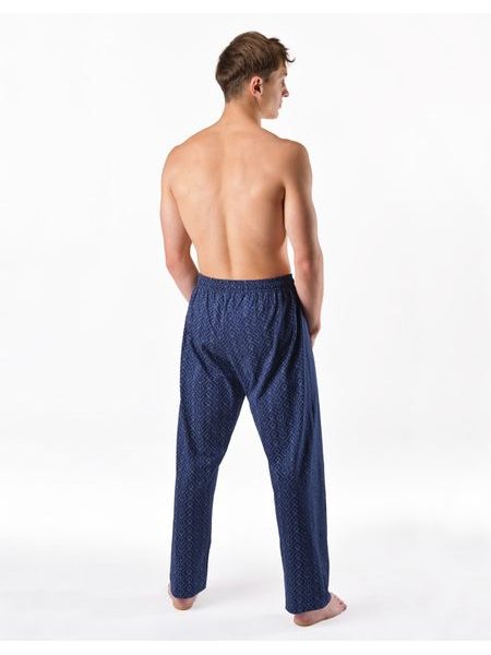 Pánské kalhoty dlouhé pyžamové, šité, klasické, s potiskem 79199 - lékořice bílá