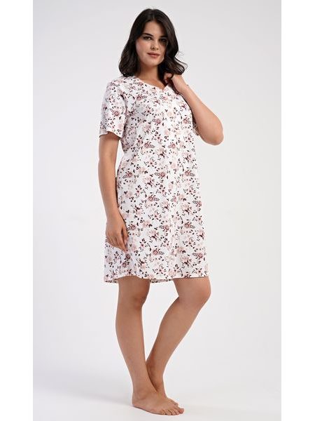 Dámská noční košile s krátkým rukávem Růže - světle lososová