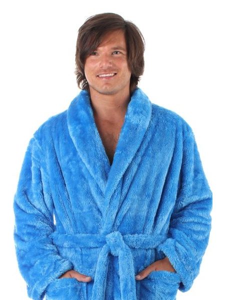 Pánský dlouhý hřejivý župan se šálovým límcem LILLY a JACK EXTRA světle modrá