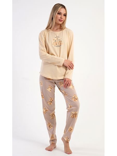 Dámské pyžamo dlouhé Monika - béžová