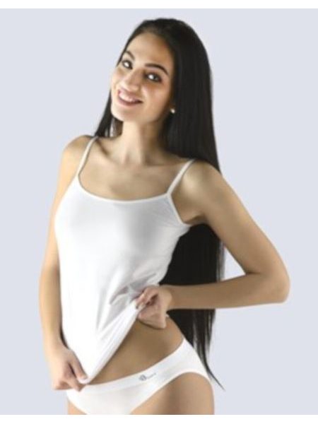 Dámská košilka prodloužená, úzká ramínka, bezešvé, Bamboo Soft 08029P - bílá