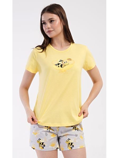 Dámské pyžamo šortky Včelka - žlutá