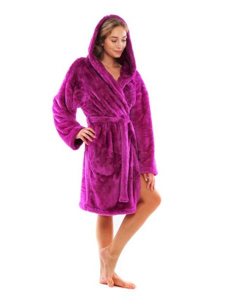 Dámský 3/4 hřejivý župan s kapucí LILLY EXTRA fuschiová