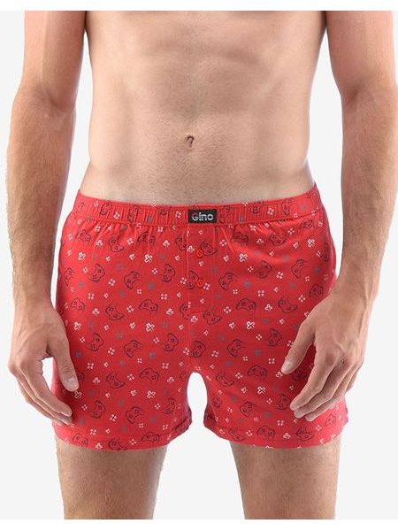 Pánské trenky volné, šité, s potiskem 75180P - červená lékořice