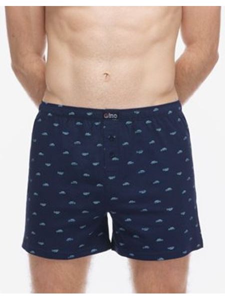 Pánské trenky volné, šité, s potiskem - lékořice tm. tyrkysová