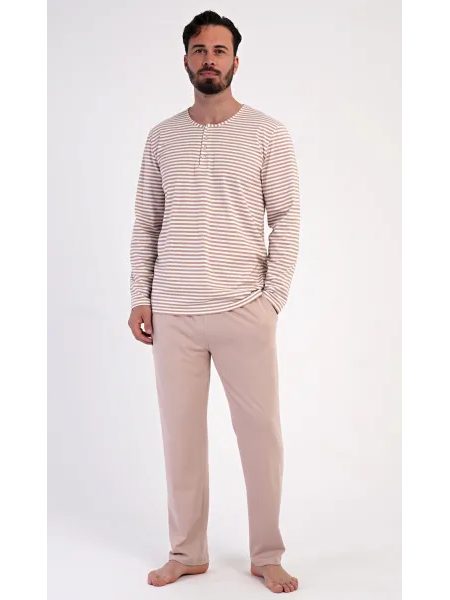 Pánské pyžamo dlouhé Will - béžová