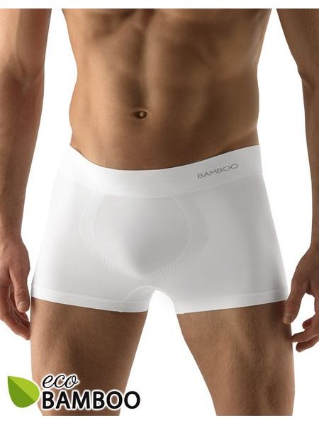 Pánské boxerky s kratší nohavičkou, bezešvé, Eco Bamboo 53005P - bílá