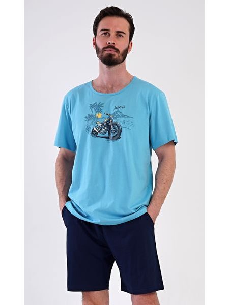 Pánské pyžamo šortky Pavel - tmavě tyrkysová