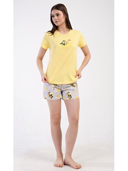 Dámské pyžamo šortky Včelka - žlutá