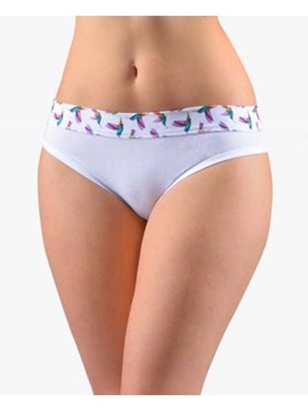 Dámské kalhotky bokové se širokým bokem, širší bok, šité, s potiskem Disco XVII 16172P - bílá fialová