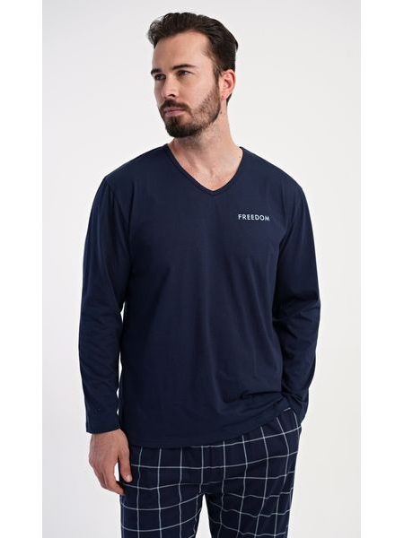 Pánské pyžamo dlouhé Daniel - tmavě modrá