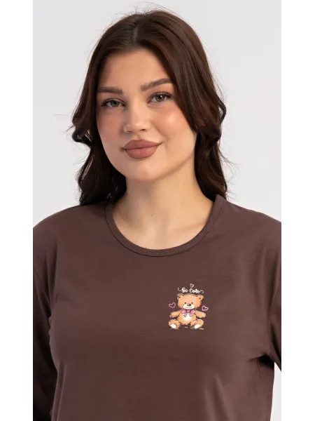 Dámské pyžamo dlouhé Michelle - hnědá