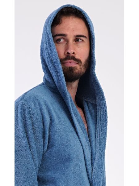 Pánský župan s kapucí Albert - modrošedá
