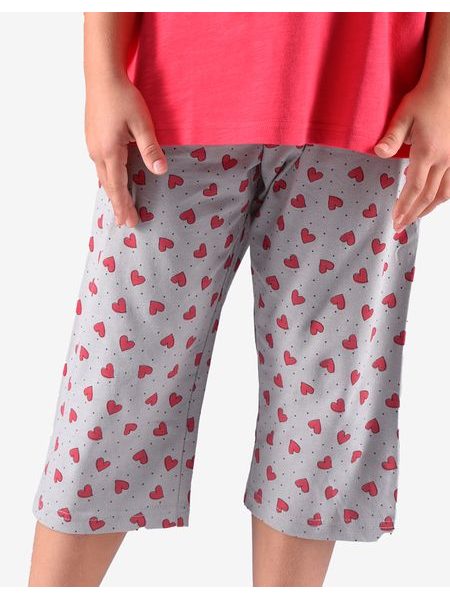 GINA dětské pyžamo ¾ dívčí 29010P - třešňová sv. šedá