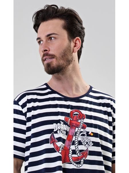 Pánská noční košile s krátkým rukávem Kotva - tmavě modrá