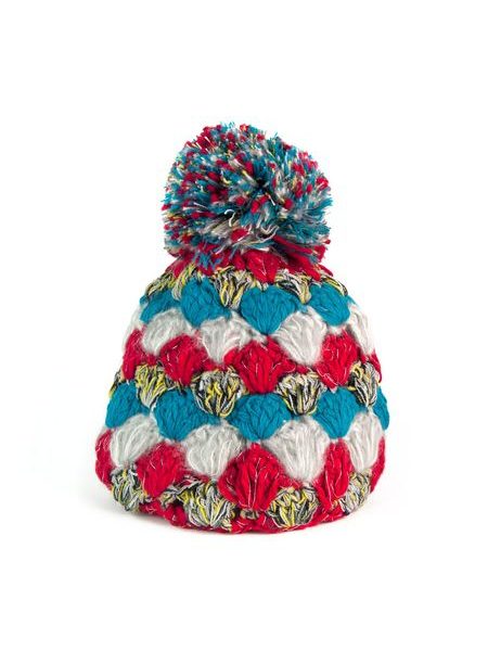 Zářivá čepice s velkou bambulí červená