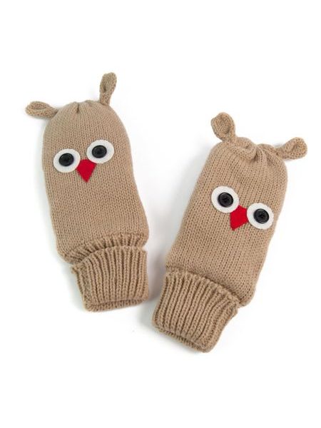 Rukavice se sovičkami béžové