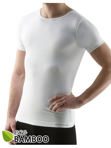 Pánské tričko s krátkým rukávem, bezešvé Eco Bamboo 58006P - bílá