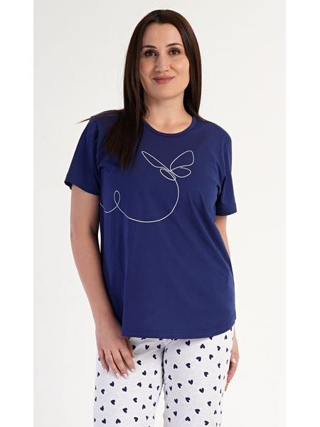 Dámské pyžamo kapri Butterfly - tmavě modrá