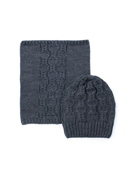 Zimní komplet čepice a nákrčníku petrolejový