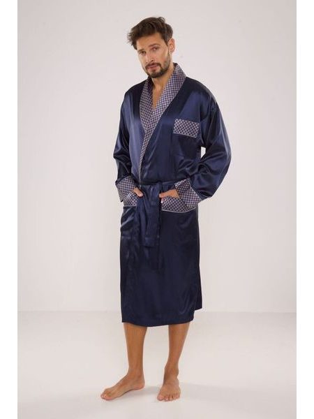 Pánský saténový župan Adam modrý