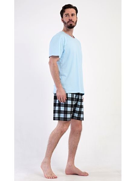 Pánské pyžamo šortky Vašek - světle modrá