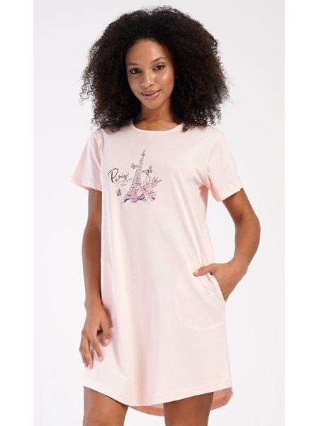 Dámské domácí šaty s krátkým rukávem Paris - světle modrá