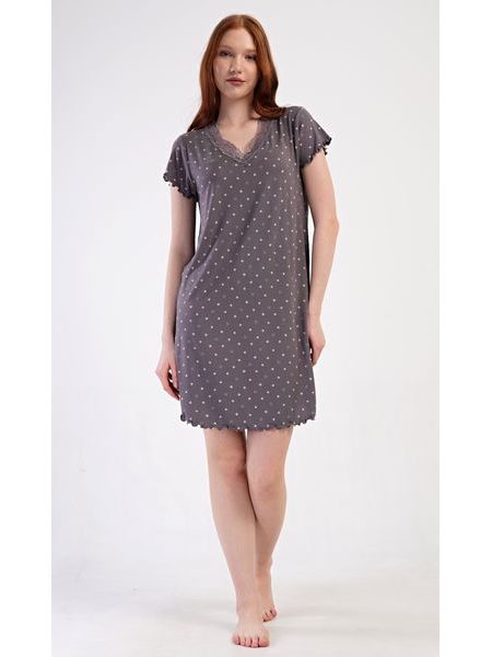 Dámská noční košile s krátkým rukávem Samanta - hnědá