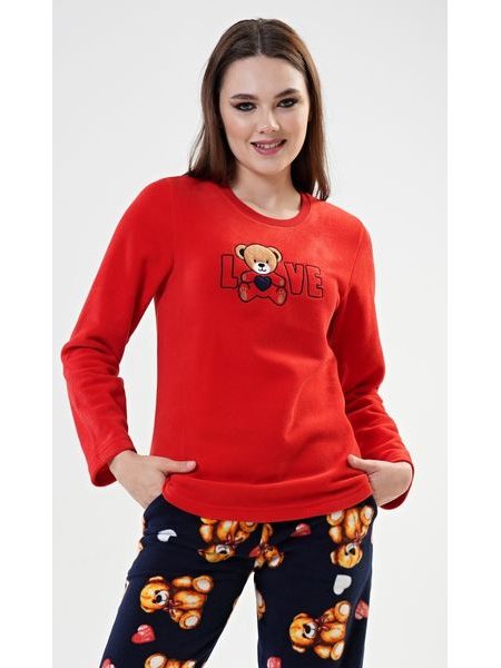 Dámské pyžamo dlouhé Love - červená