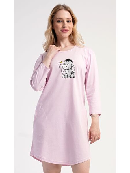 Dámské domácí šaty s tříčtvrtečním rukávem Oslík - světle růžová