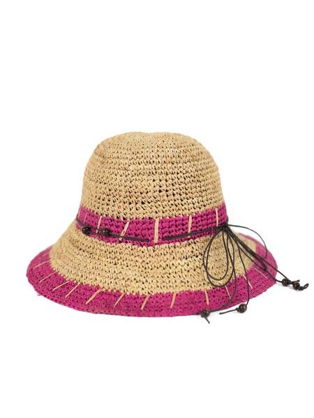 Dámský letní klobouk s oranžovým lemem - béžový