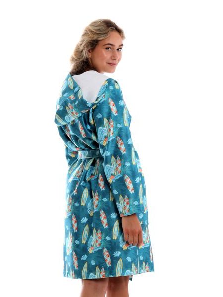 Dámský krátký župan s kapucí Oahu se vzorem Havaj