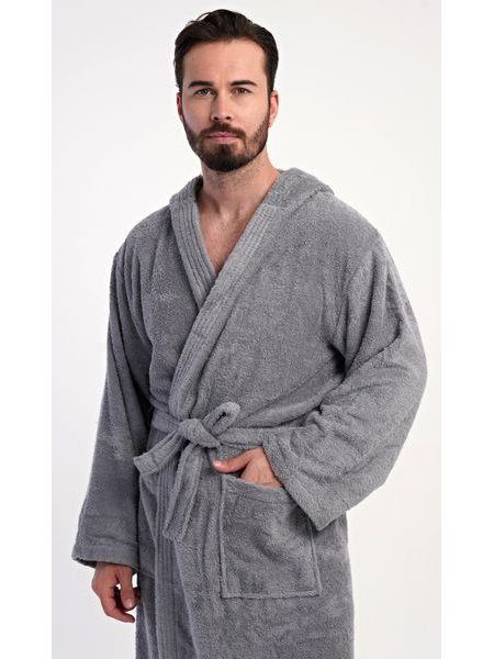 Pánský župan s kapucí Filip - šedá