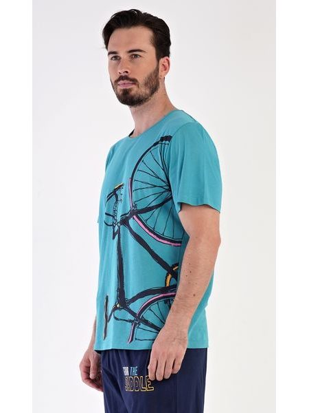 Pánské pyžamo bermudy Dominik - mentolová