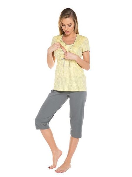 Těhotenské a kojící pyžamo Felicita žluté