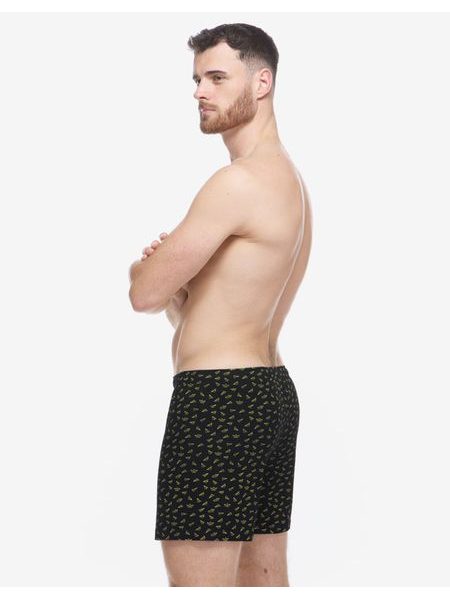 Pánské trenky volné, šité, s potiskem - černá petrolejová