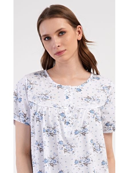 Dámská noční košile s krátkým rukávem Julie - modrá