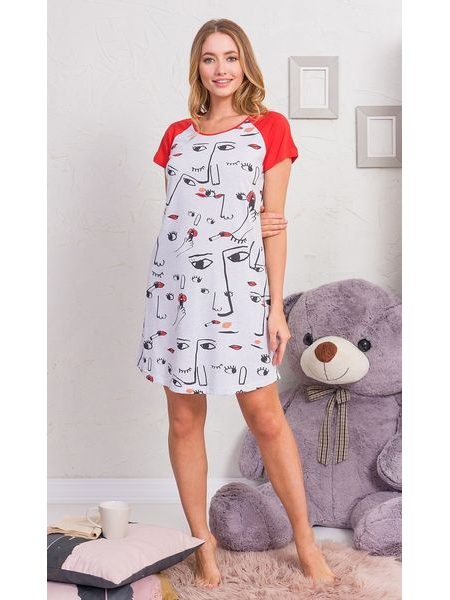 Dámská noční košile s krátkým rukávem Fiona - světle šedá